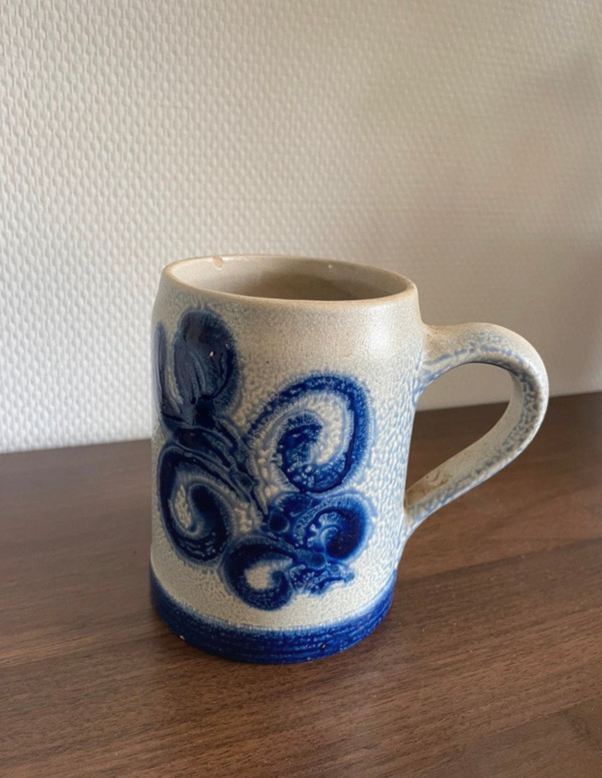 Antieke bier pul wit met blauw, Antiek en Kunst, Ophalen of Verzenden