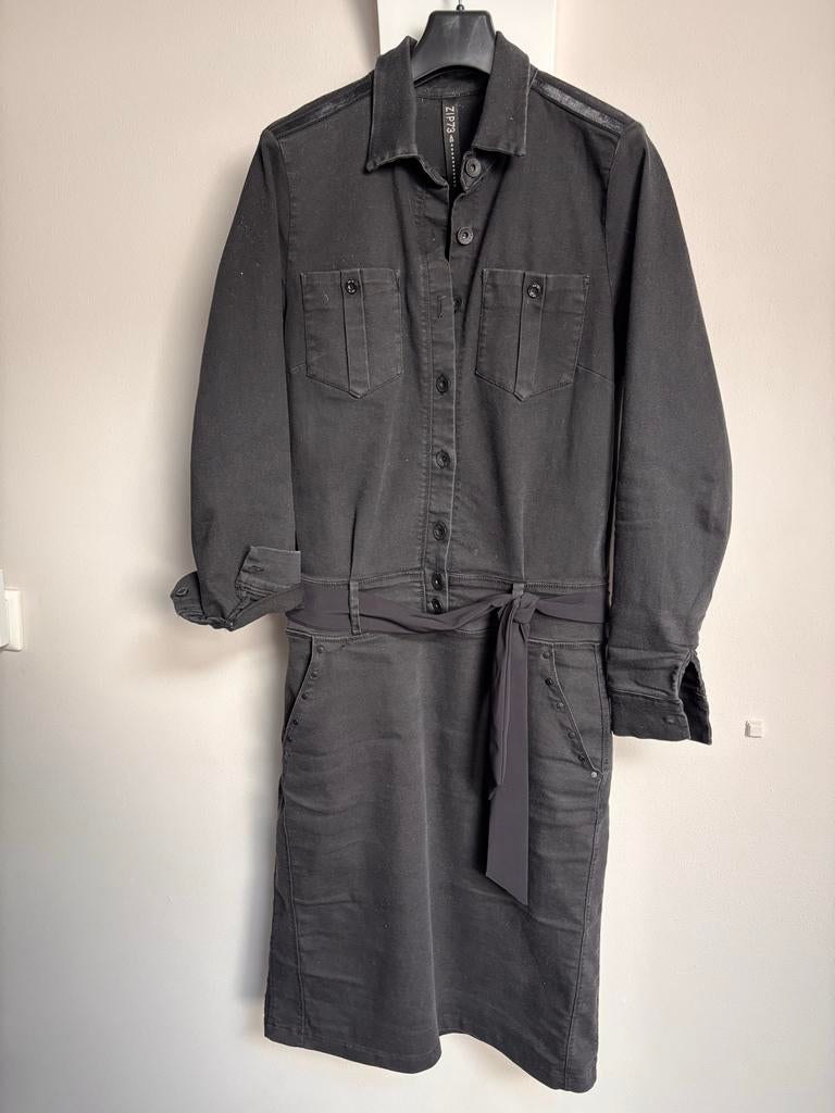 ZIP73 Zwarte Denim Jurk Maat S, Zwart, Ophalen of Verzenden, Maat 36 (S), Gedragen