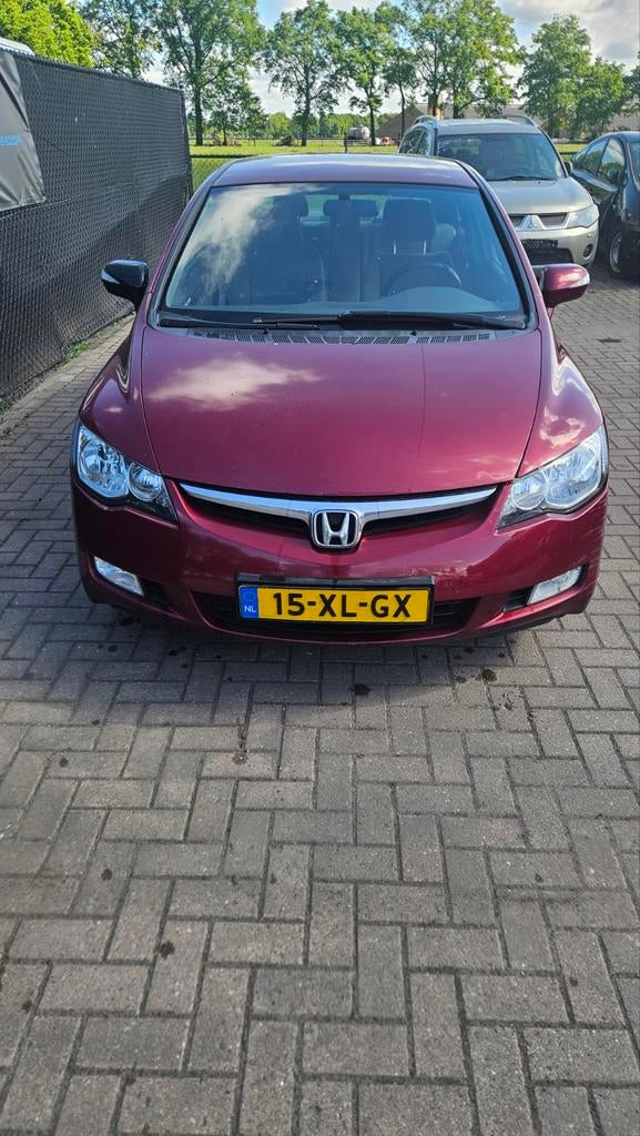 Honda Civic 1.3 Vtec Hybrid 4DR C-tr. 2007 Rood, Auto's, Honda, Stof, Origineel Nederlands, Bedrijf, Grijs