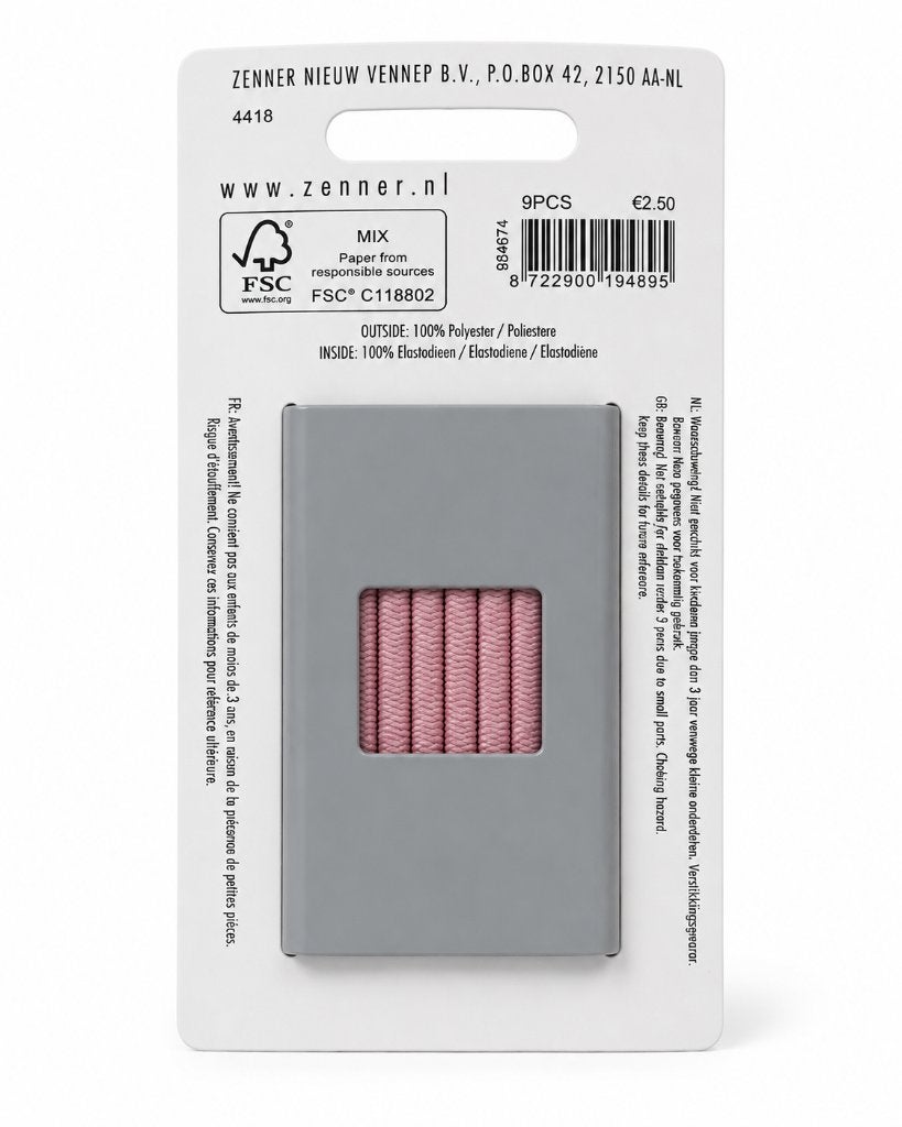 Zenner metal-free haarelastiekjes – roze – 9 stuks, ., Overige typen, Nieuw, Ophalen of Verzenden