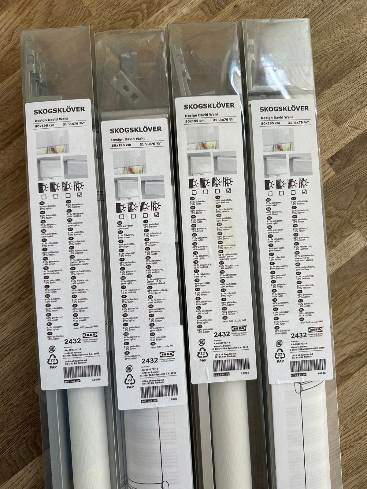 4x IKEA Skogsklöver Rolgordijn 80x195cm, IKEA, Ophalen of Verzenden, Nieuw, Rolgordijn