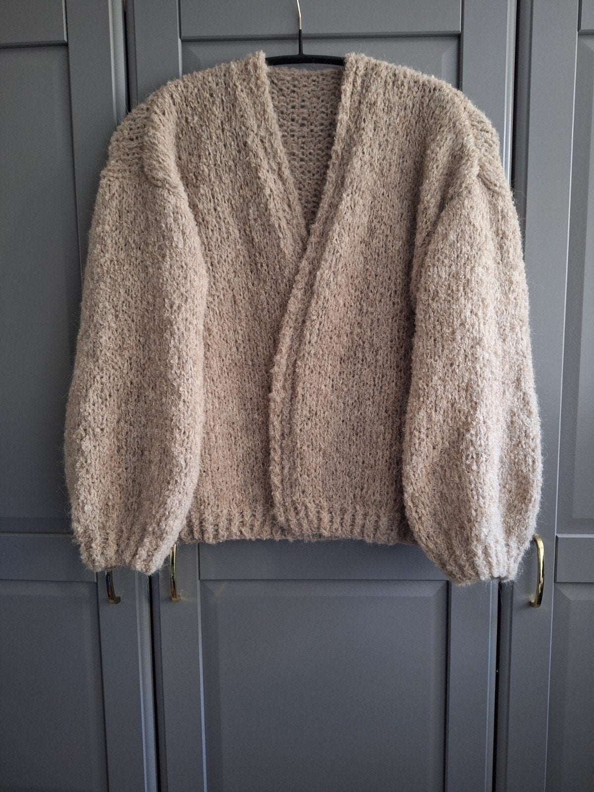 Nieuw handgemaakt alpaca bouclé vest, een maat, Beige, Maat 46/48 (XL) of groter, Nieuw, Ophalen of Verzenden