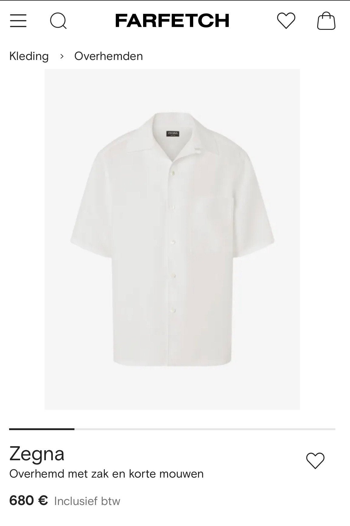 Ermenegildo Zegna Wit Overhemd Korte Mouwen, Ophalen, Gedragen, Wit