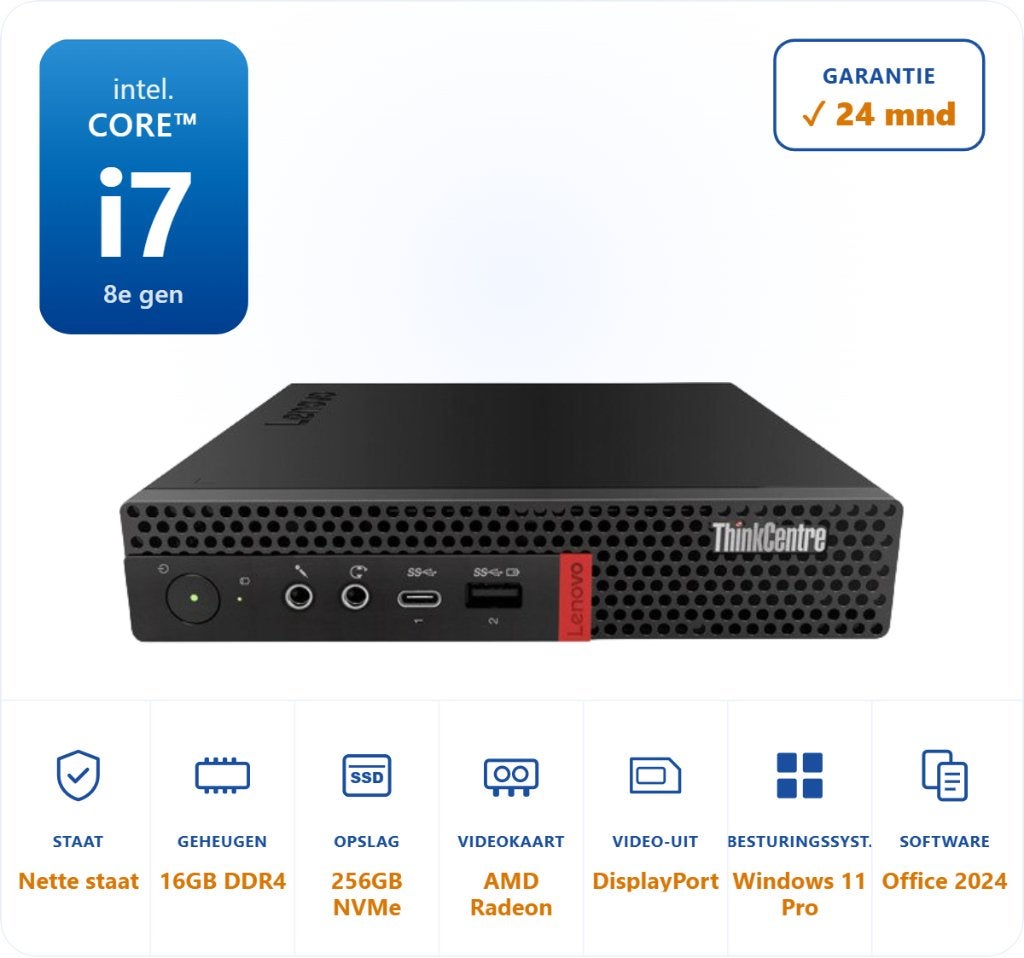Lenovo Tiny M720Q i7-8700T 4.0GHz 16GB 256GB NVMe RX560, 256 GB, ., Ophalen of Verzenden, Zo goed als nieuw