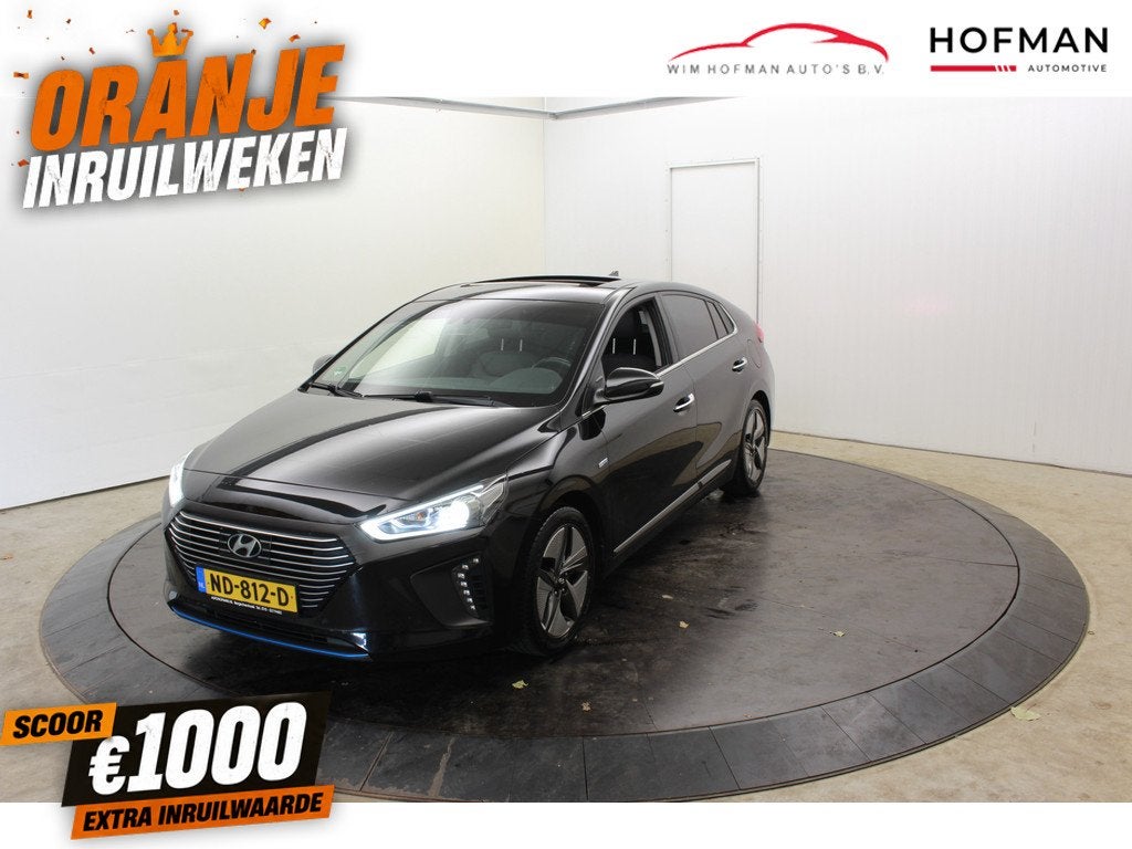 Hyundai IONIQ 1.6 GDi Premium Leder Pano Camera PDC Elk. Sto, Auto's, Hyundai, 1345 kg, Gebruikt, Met garantie (alle), Zwart