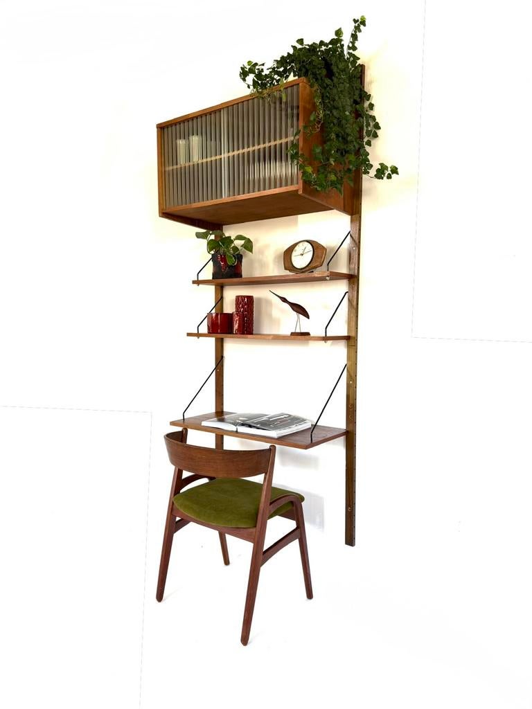 Vintage modulair Deens wandsysteem ‘60, Met deur(en), Glas, Ophalen of Verzenden, Zo goed als nieuw