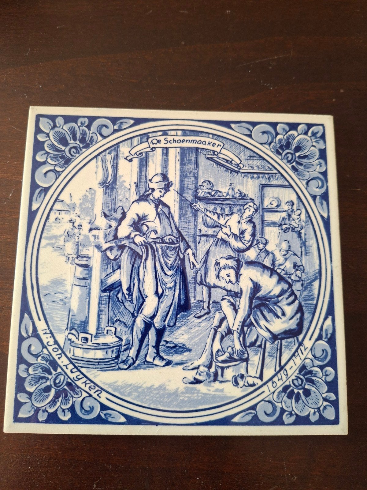 delfstblauw tegelwandbordje schoenmaker, Antiek en Kunst, Ophalen