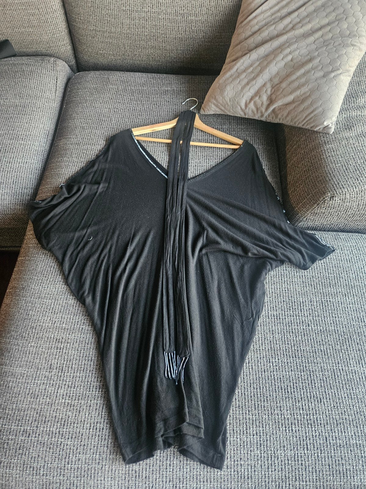 Bijzondere zwarte oversized jurk/tuniek met open schouders, Ophalen of Verzenden