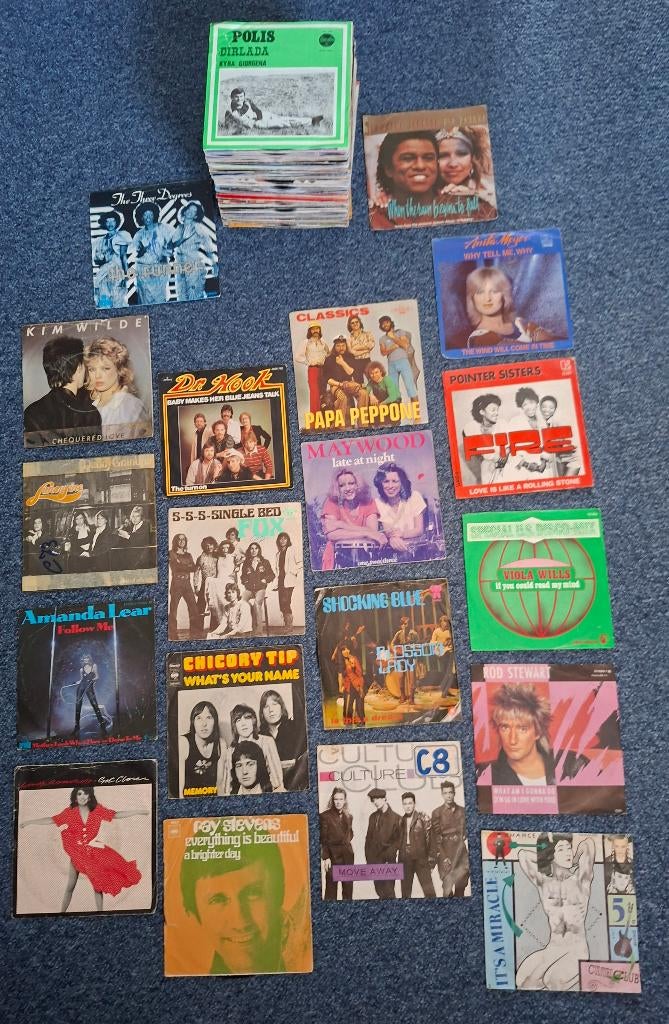 Partij singles 104st. jaren 70-80 voor €29,- alle met hoes, 7 inch, Single, Ophalen of Verzenden, Pop
