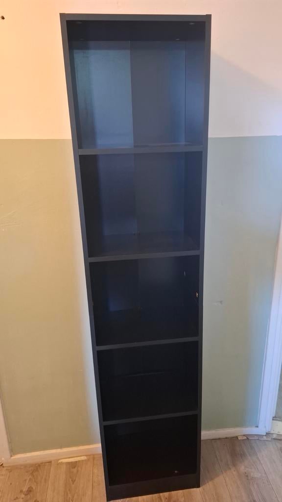 Zwarte Boekenkast met 5 Vakken - Gebruikt, Huis en Inrichting, Kasten | Boekenkasten, Gebruikt, Minder dan 50 cm, 200 cm of meer