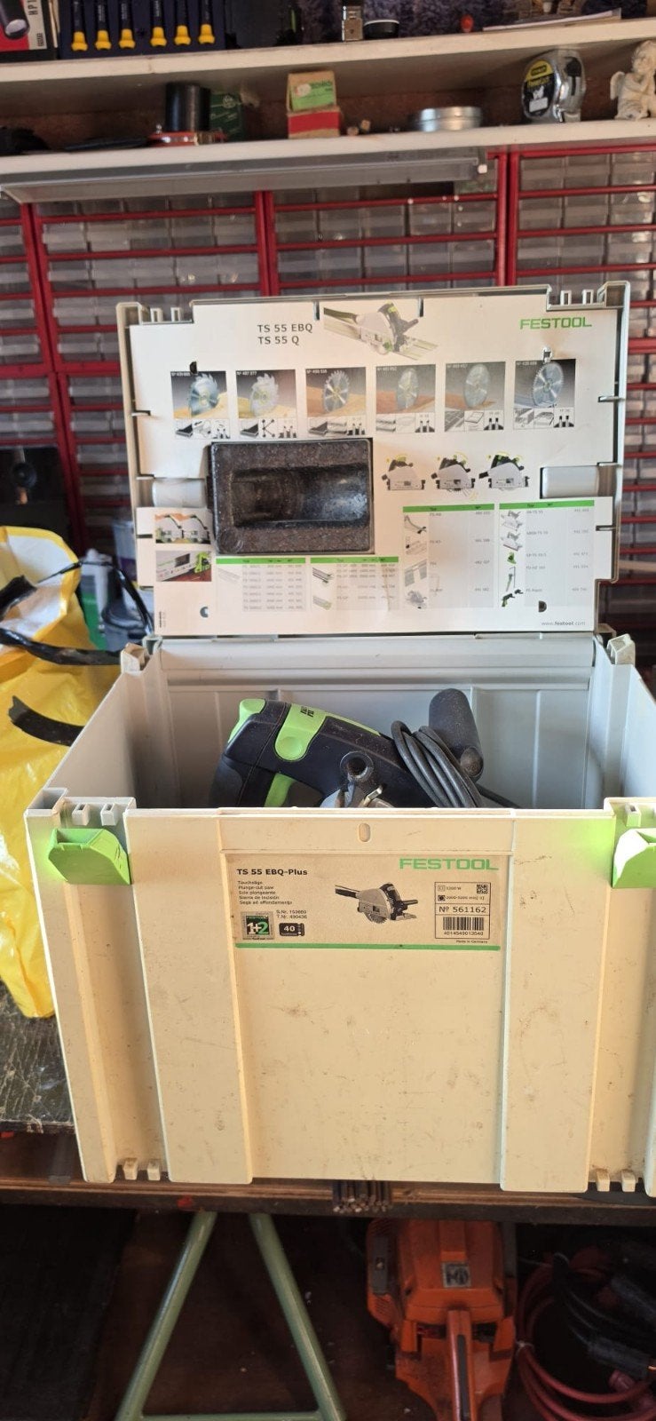 Festool TS 55 EBQ-Plus invalzaag met geleiderail, Ophalen, Invalzaag, 600 tot 1200 watt, Zo goed als nieuw