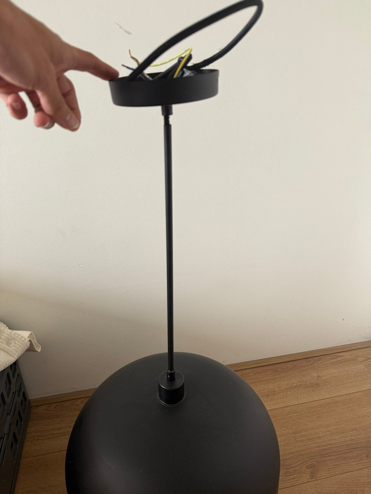 Moderne glazen hanglamp - Zwart met rookglas, Ophalen, Zo goed als nieuw, Glas