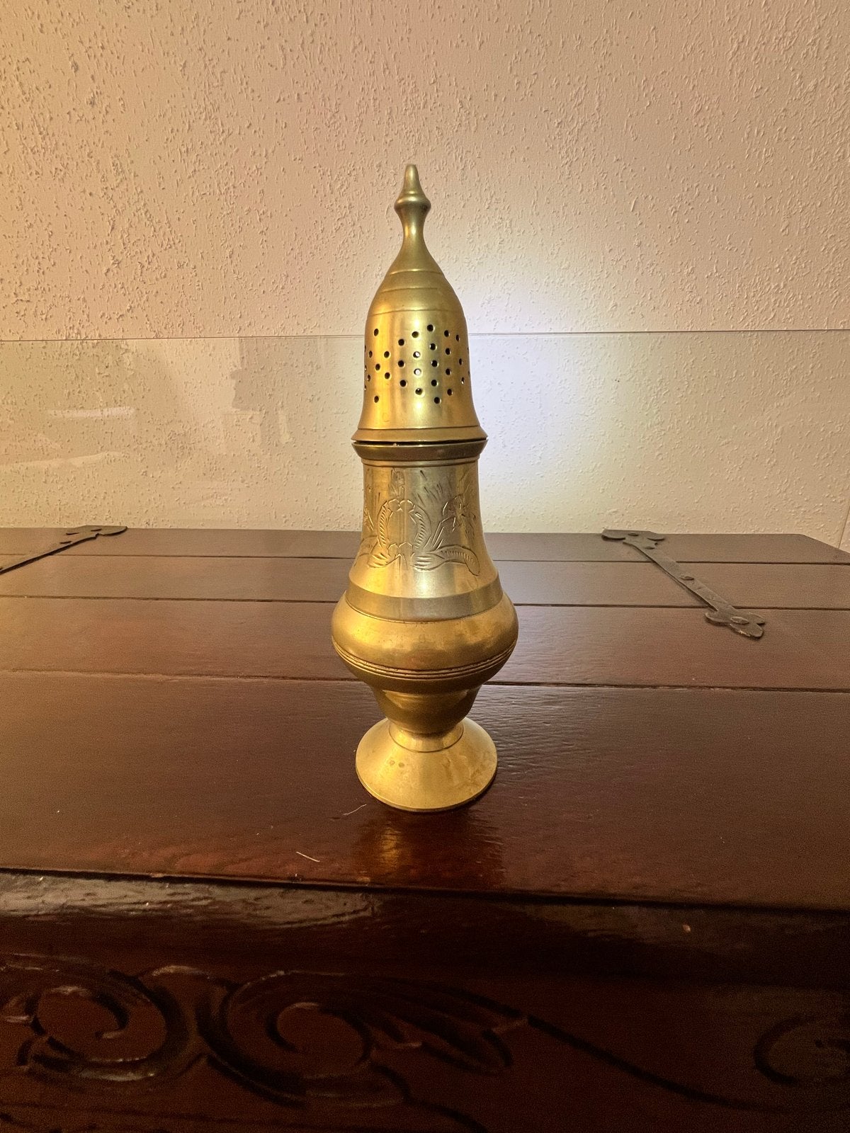 Antieke Koperen Wierookbrander met Geperforeerde Kap, Antiek en Kunst, Antiek | Koper en Brons, Ophalen of Verzenden, Koper