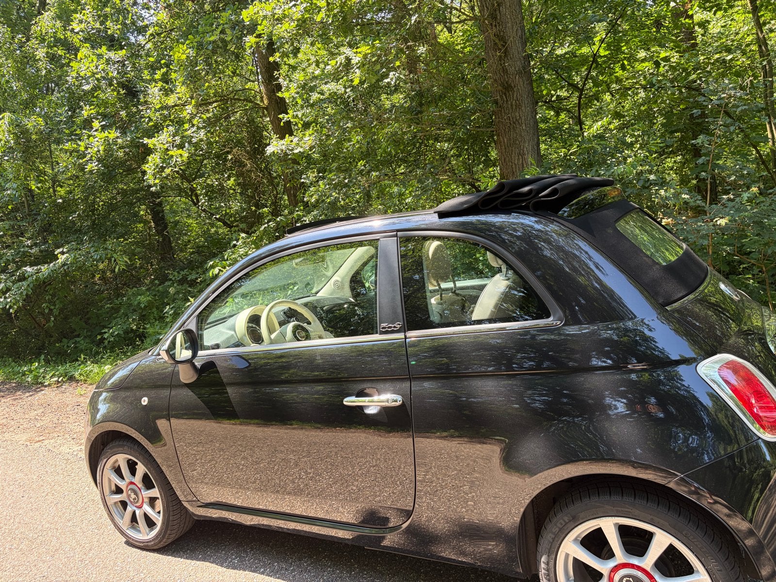 Fiat 500 cabrio  0.9 Twinair C 2013 Zwart, Auto's, Fiat, Particulier, Benzine, A, Hatchback, Handgeschakeld, Origineel Nederlands