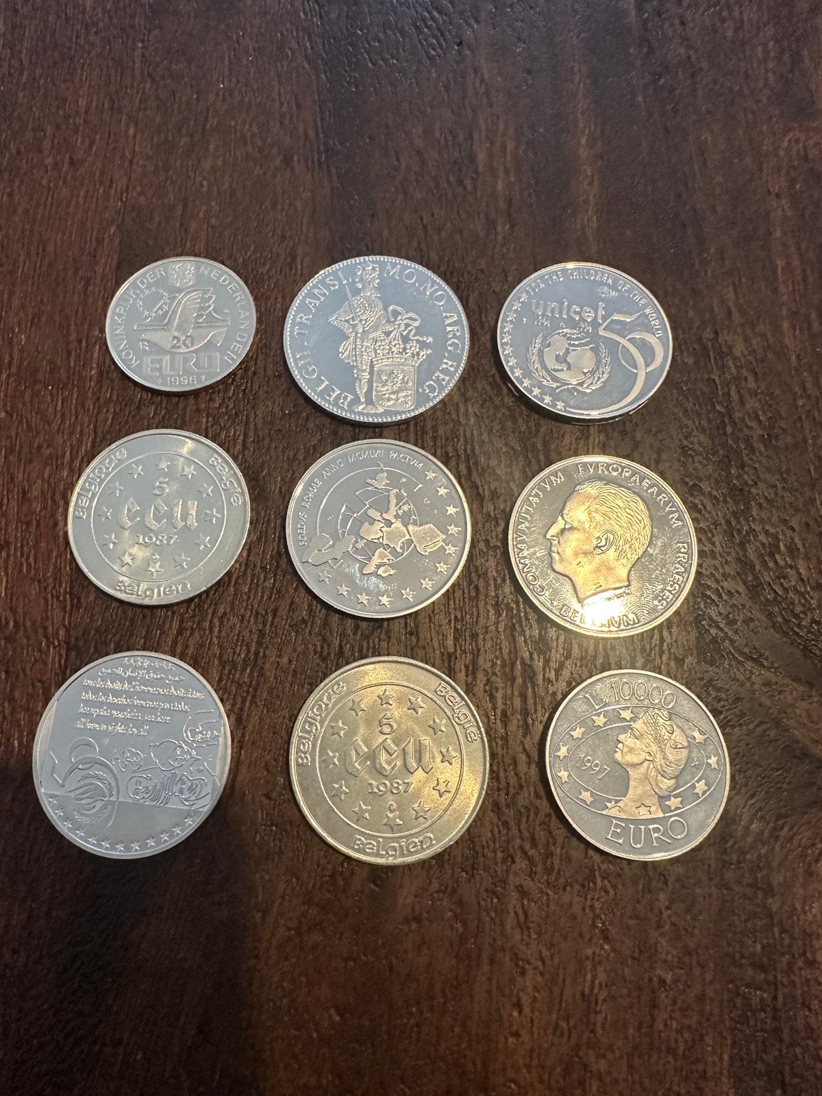 9 Zilveren ECU Munten Europa – 0,833 Zilver – 202 gram, Postzegels en Munten, Zilver, Overige landen, Losse munt, Overige waardes