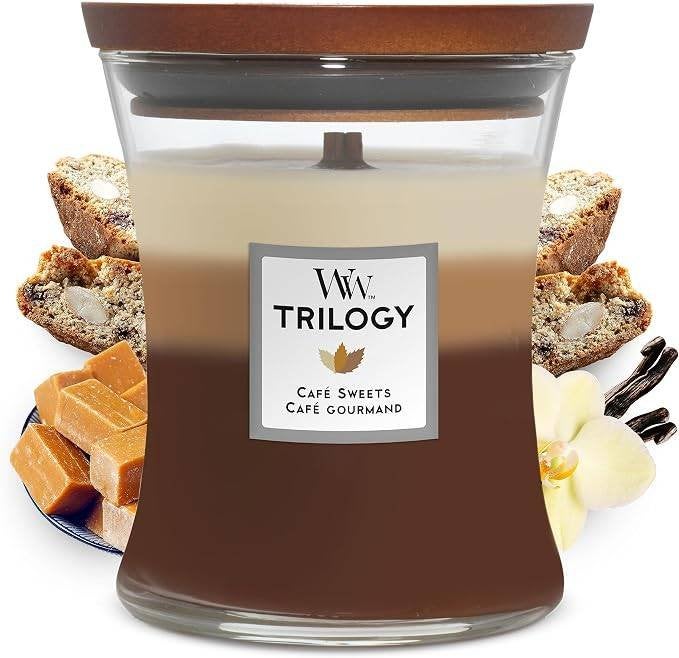 WoodWick Trilogy Café Sweets Medium Candle, Meerkleurig, Woodwick, Nieuw, Ophalen of Verzenden