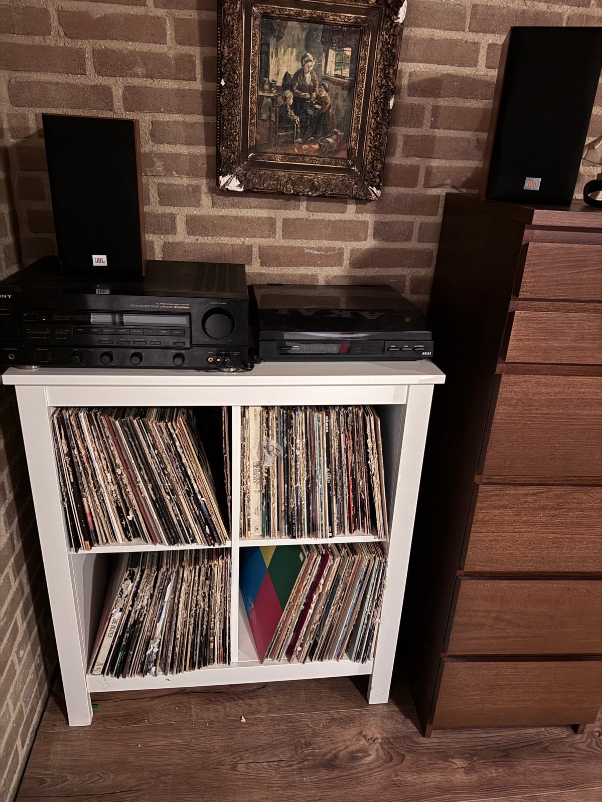 Meubel, versterker, speler en speakers excl. platen, Ophalen, Gebruikt, Hout, Cd's