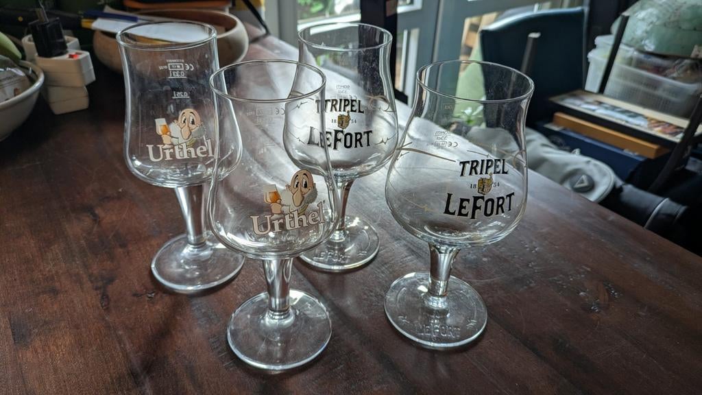 Bierglazen Urthel en Tripel LeFort 0,25L, 0,33L, 0,5L, Overige typen, Ophalen, Gebruikt, Glas