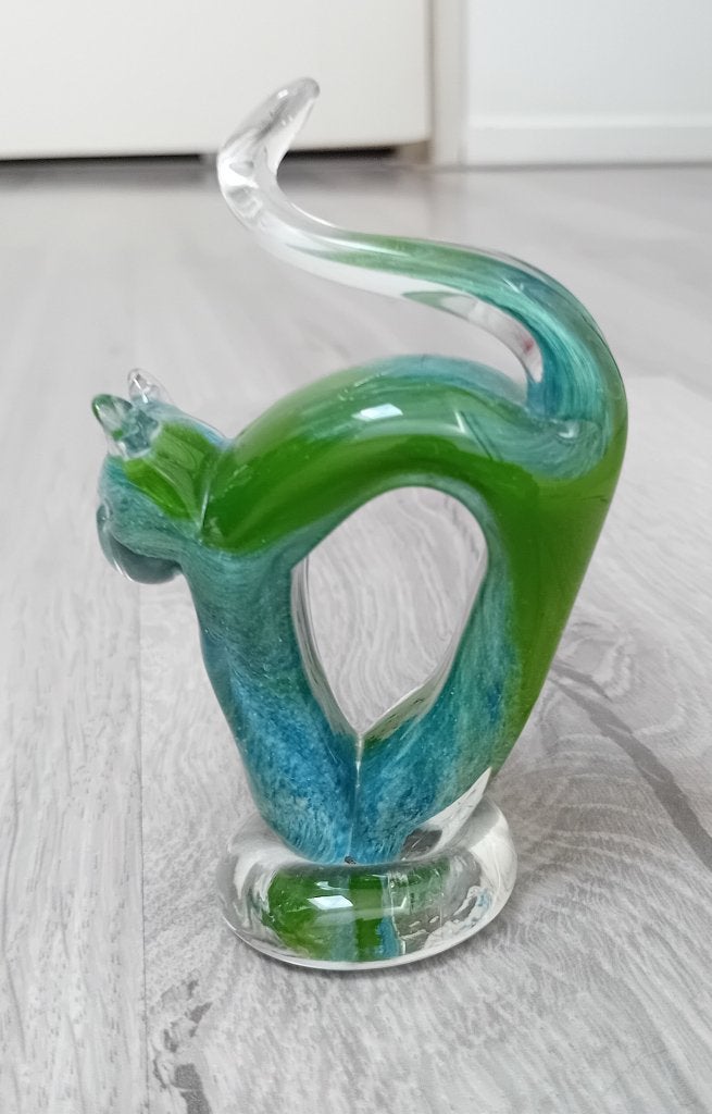glazen sculptuur in de vorm van een kat, Antiek en Kunst, Verzenden