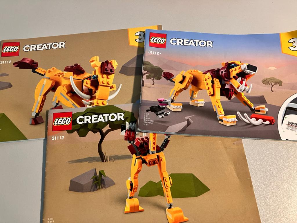LEGO Creator 31112 Wilde Leeuw 3-in-1 met doos en boekjes, Ophalen of Verzenden, Zo goed als nieuw