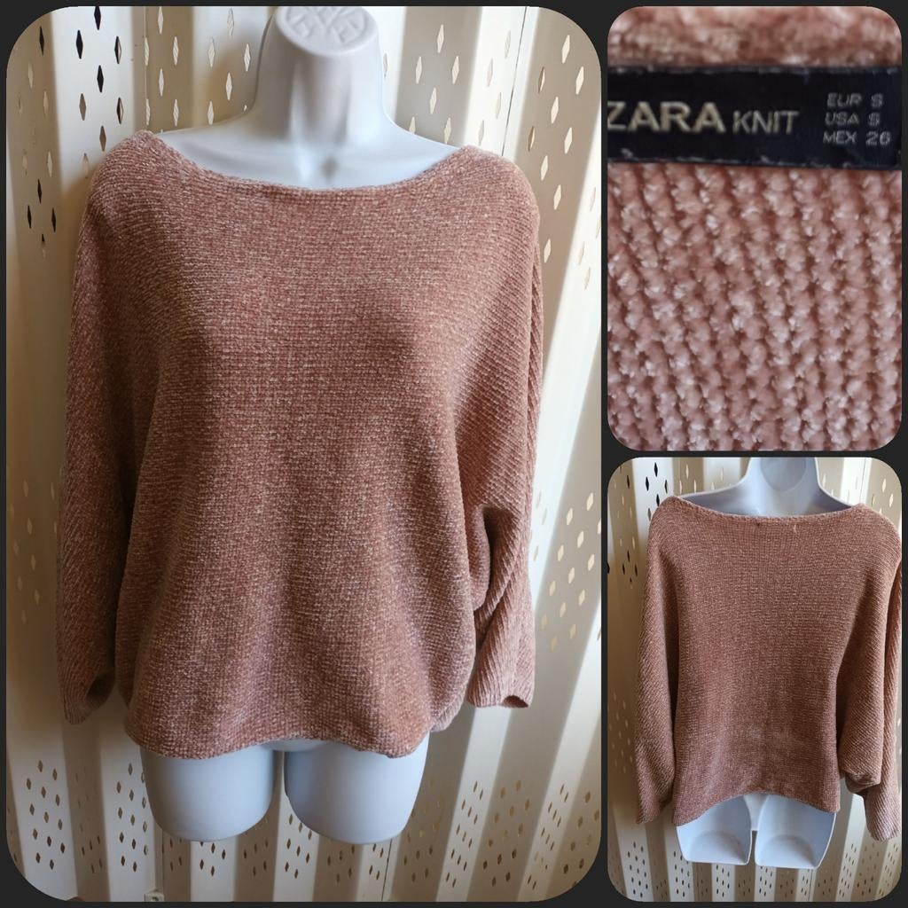 Zara Knit Chenille Trui Roze Maat S, Kleding | Dames, Truien en Vesten, Ophalen of Verzenden, Zo goed als nieuw, Zara Knit, Roze