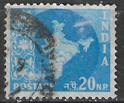 India 1958/1957 - Yvert 101 - Kaart van India - 20 np. (ST), Verzenden, Gestempeld, Zuid-Azië