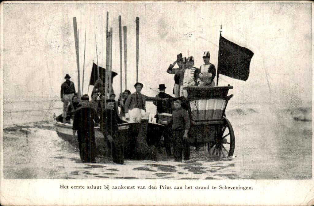 Scheveningen - Aankomst van den Prins - Eerste saluut, Ophalen of Verzenden, Voor 1920, Gelopen, Zuid-Holland