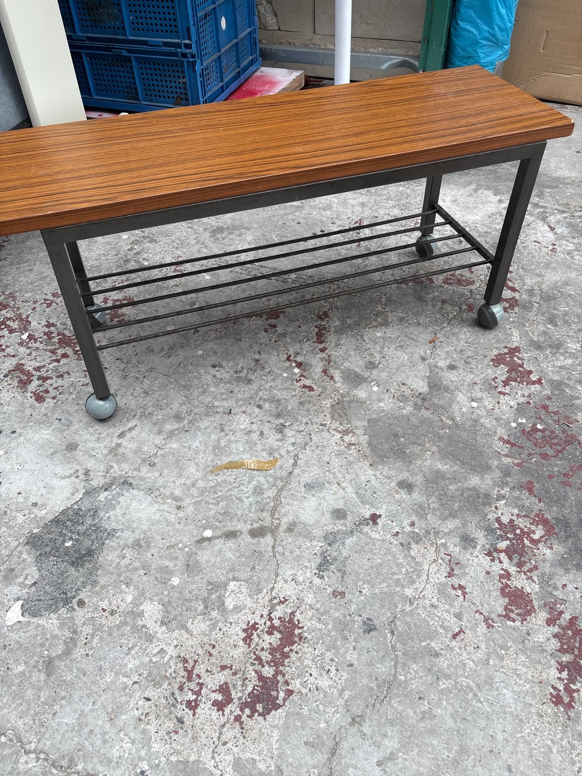 Houten bankje met wielen - Vintage stijl, Ophalen, Gebruikt, G, G