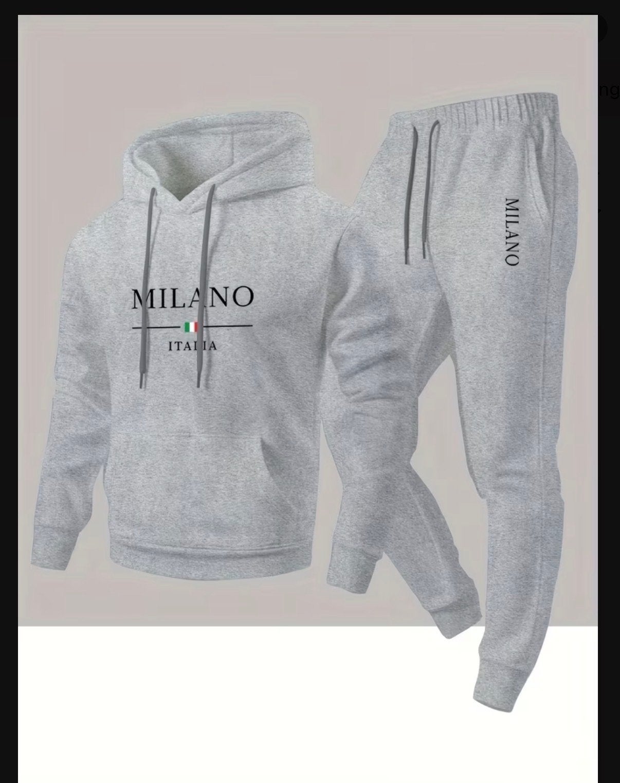 Heren "MILANO" Italiaanse print hoodie & joggingbroek set, Verzenden, Nieuw, Overige maten, Grijs