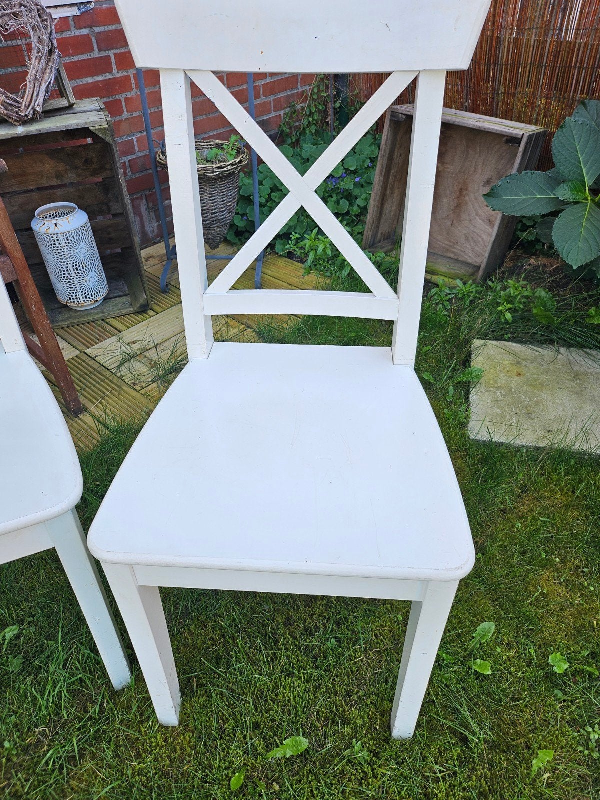 4 witte Ikea stoelen, Ophalen, Gebruikt, Wit, Vier