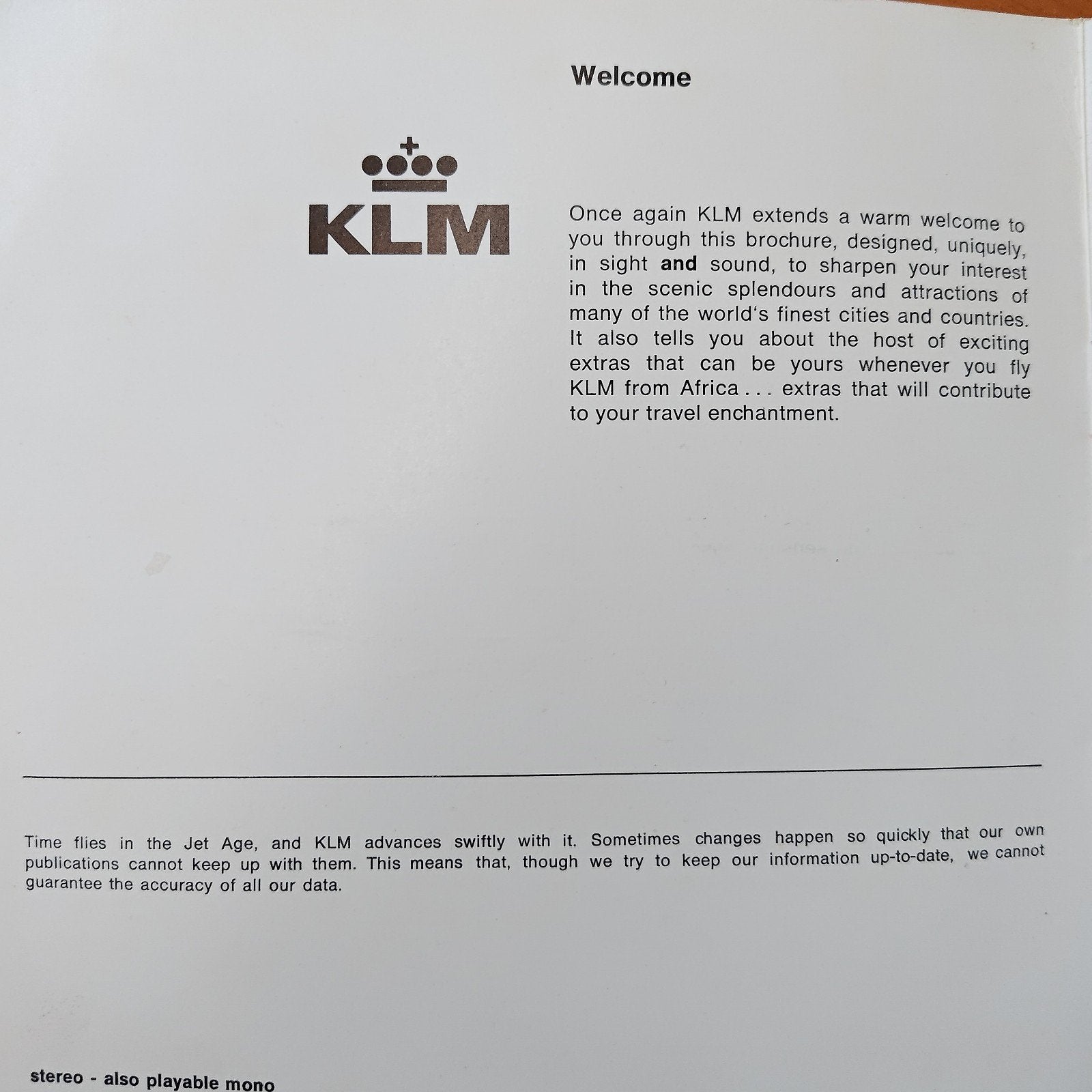 KLM Royal Dutch Airlines verzamelobject - Muziekboekje, Ophalen of Verzenden, Gebruikt, Overige typen