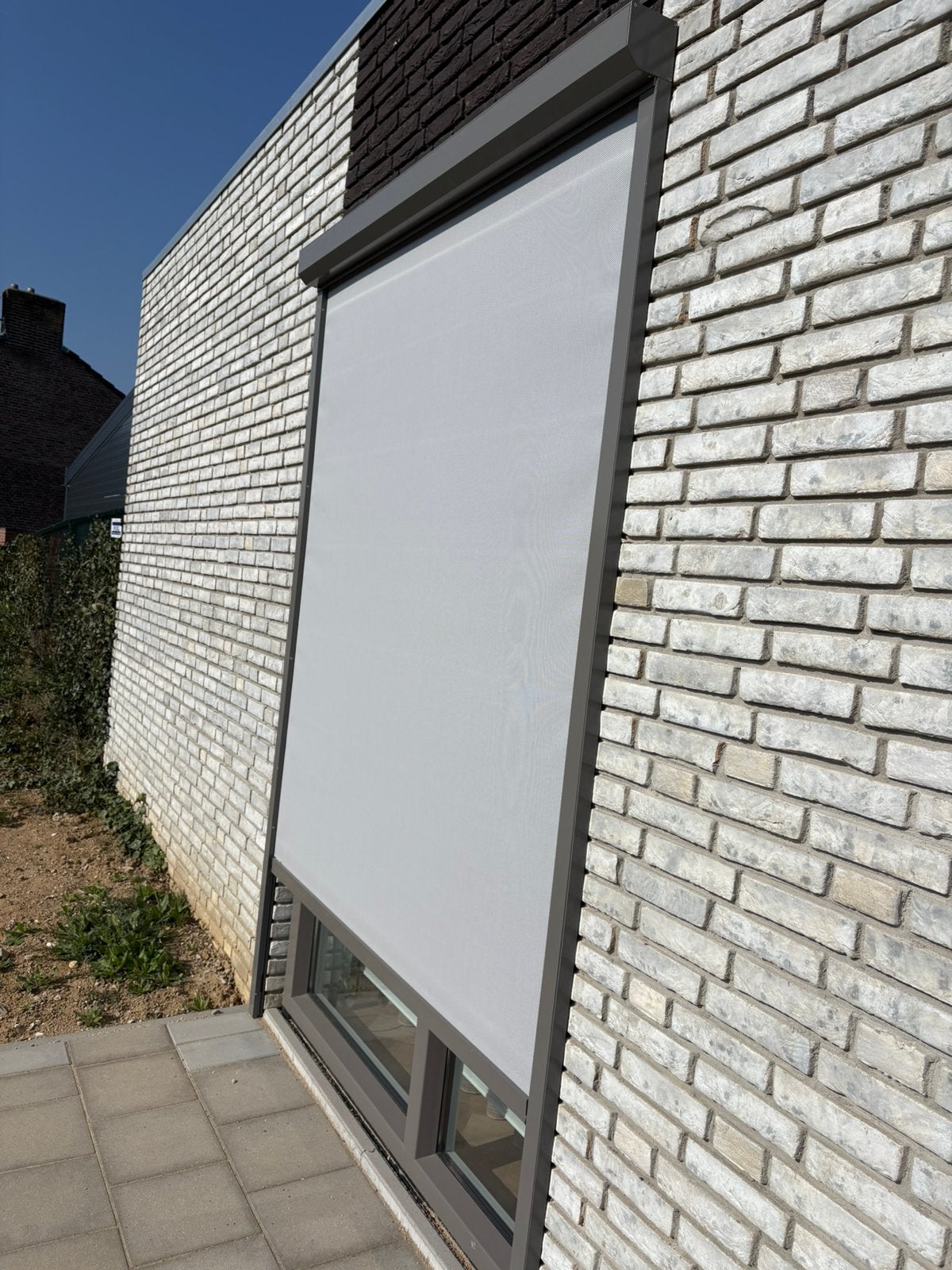 Te koop rits screen met Somfy motor, Ophalen, 200 cm of meer, Minder dan 100 cm, Wit