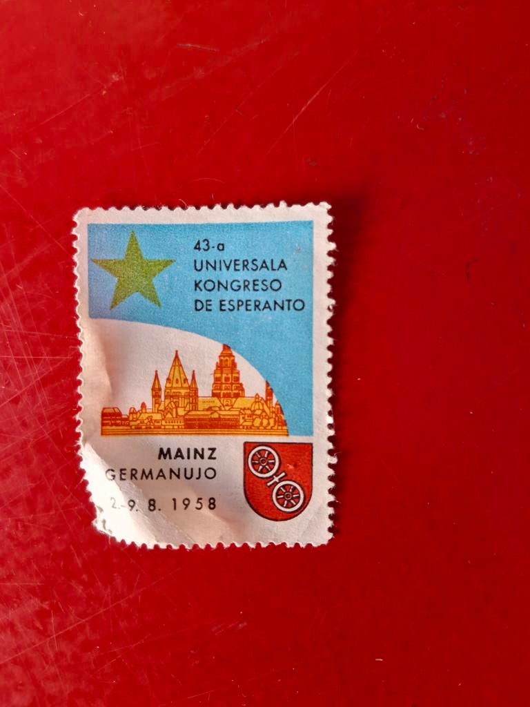 Postzegel 43e Wereld Esperanto Congres Mainz 1958, Postzegels en Munten, Ophalen of Verzenden, BRD, Gestempeld