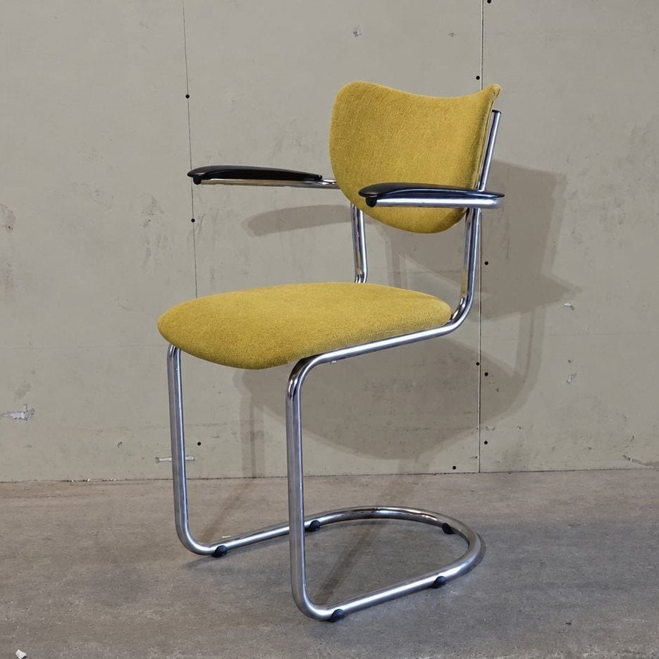 4 Retro vintage eetkamerstoelen stoel Gebr de Wit Model 3011, Huis en Inrichting, Ophalen, Metaal, Overige kleuren, Zo goed als nieuw