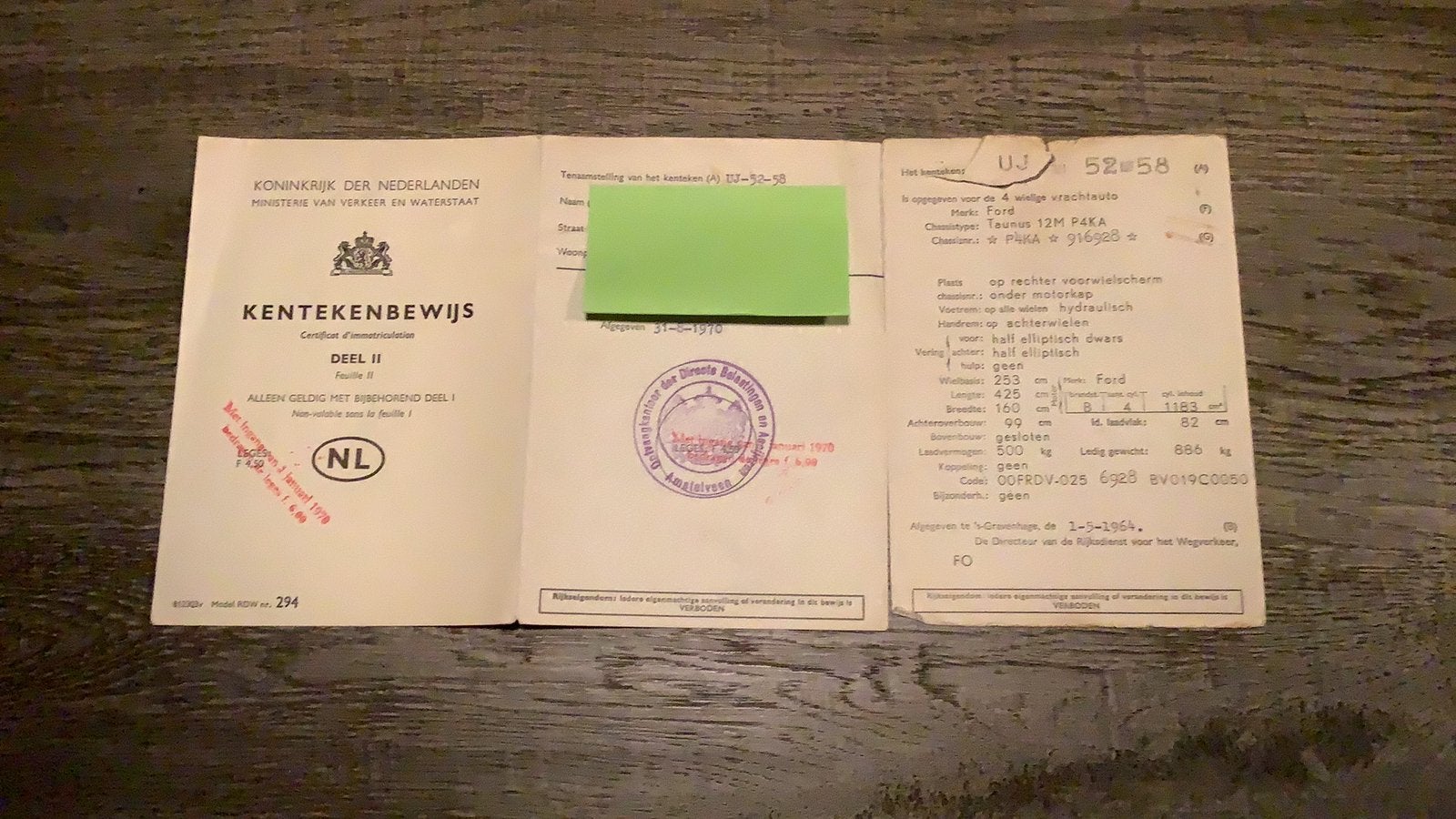 Kentekenbewijs Ford, Ophalen
