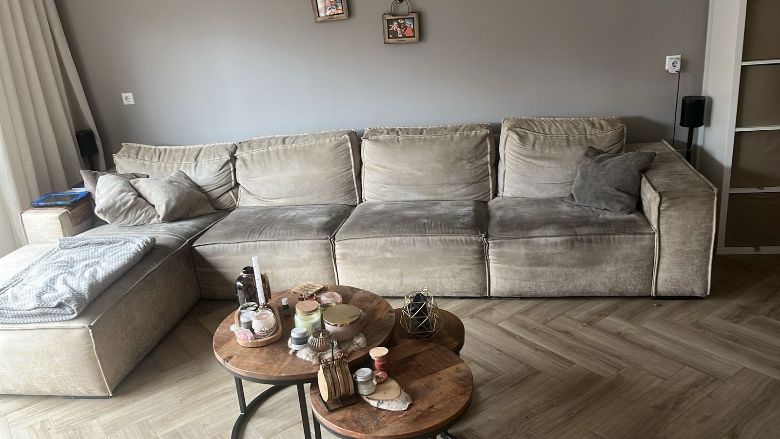 Bank kleur taupe, Ophalen of Verzenden, Gebruikt
