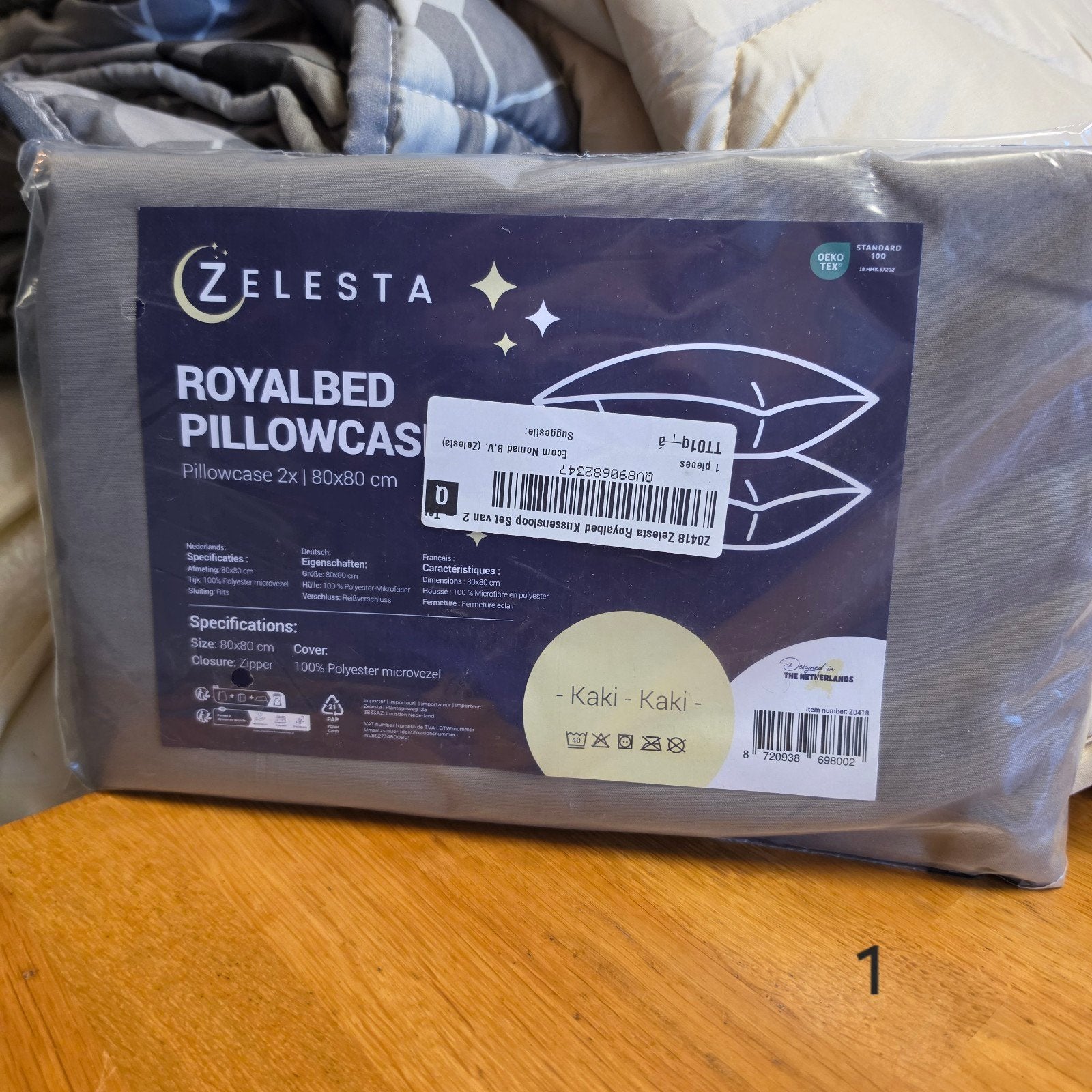 Royalbed Kussensloop Set van 2 - Kaki, 80x80 cm, Overige kleuren, Hoeslaken of Sloop, Ophalen of Verzenden, Overige merken