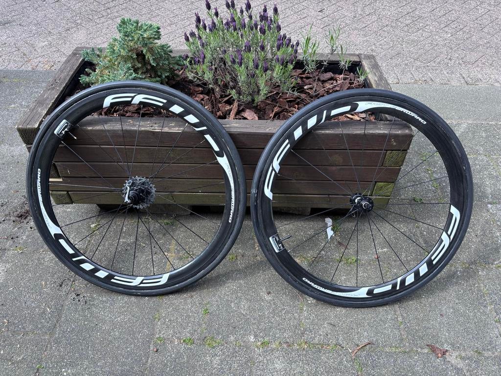 FFWD F4R Carbon wielen met tubular banden, Wiel, Ophalen of Verzenden, Zo goed als nieuw, Racefiets