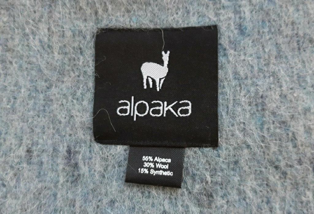 Zachte lichtblauwe alpaca wollen deken - 1.87 x 1.63 m, Huis en Inrichting, Woonaccessoires | Plaids en Woondekens, Nieuw, Ophalen of Verzenden