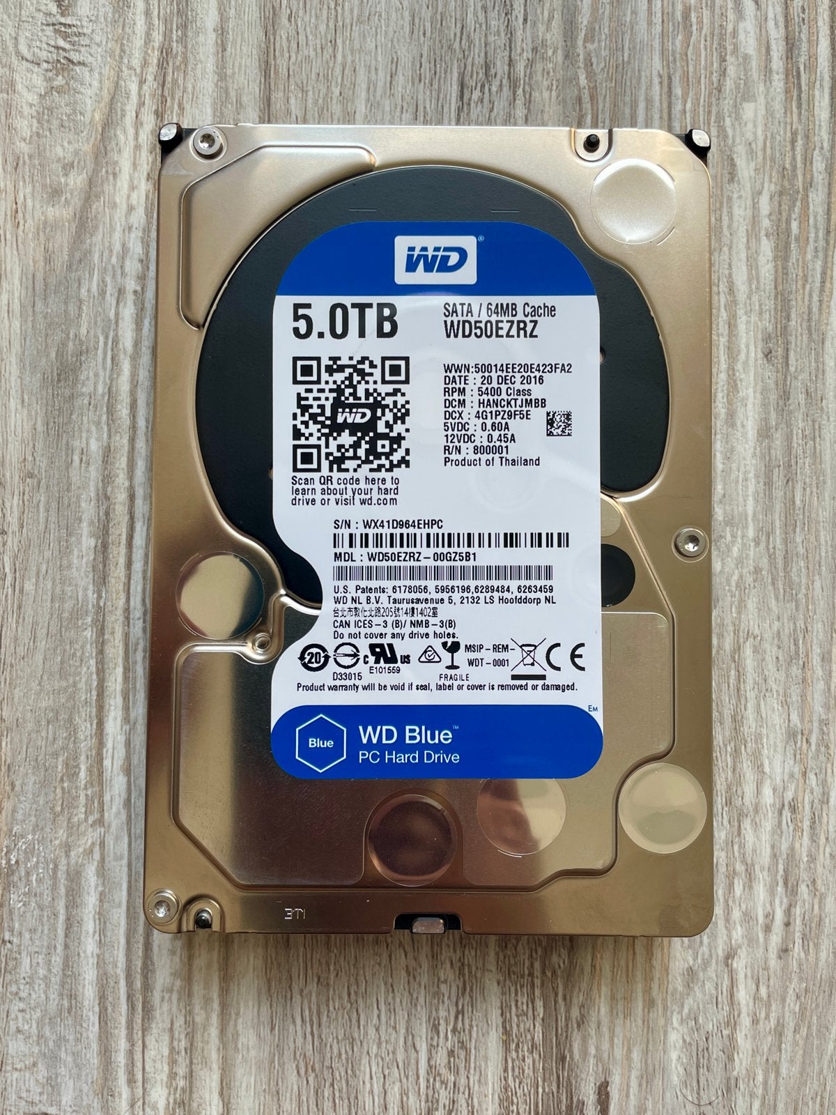 WD Blue 5TB HDD SATA Harde Schijf (WD50EZRZ), Computers en Software, Harde schijven, Intern, Ophalen of Verzenden, Zo goed als nieuw