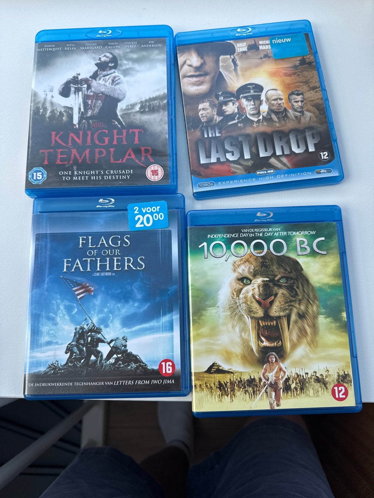 4 Blu-rays: Knight Templar, The Last Drop, Flags of Our Fath, Ophalen, Vanaf 16 jaar, Nederlands, Actie