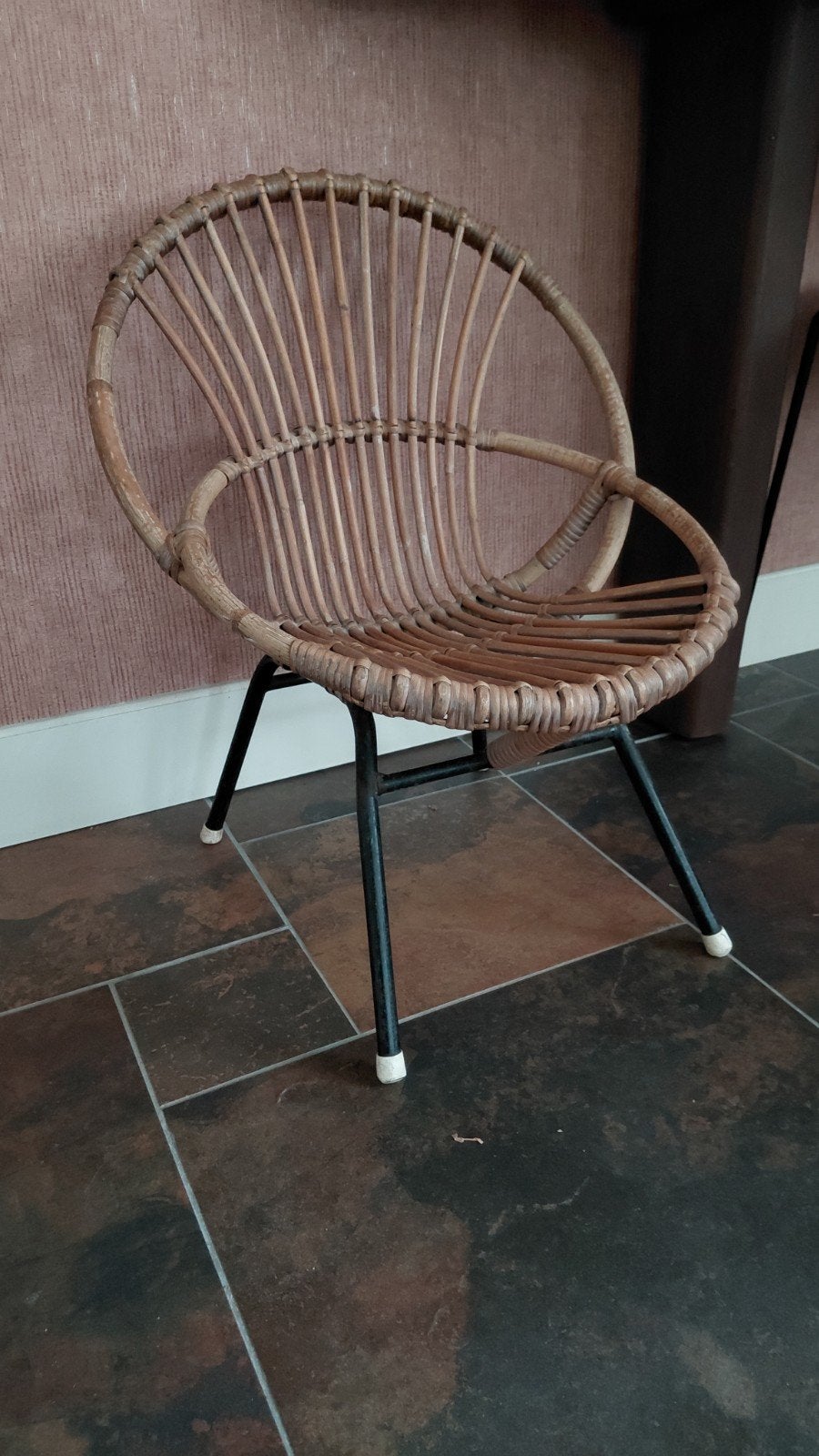 vintage rotan stoeltje kind, Ophalen, Zo goed als nieuw, Bruin, Eén