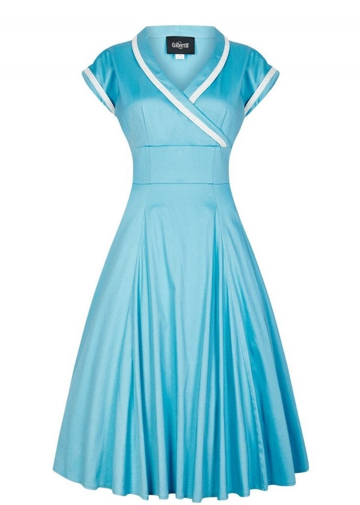 COLLECTIF prachtige vintage jurk maat 44 NIEUW, Kleding | Dames, Blauw, Maat 46/48 (XL) of groter, Nieuw, Ophalen of Verzenden