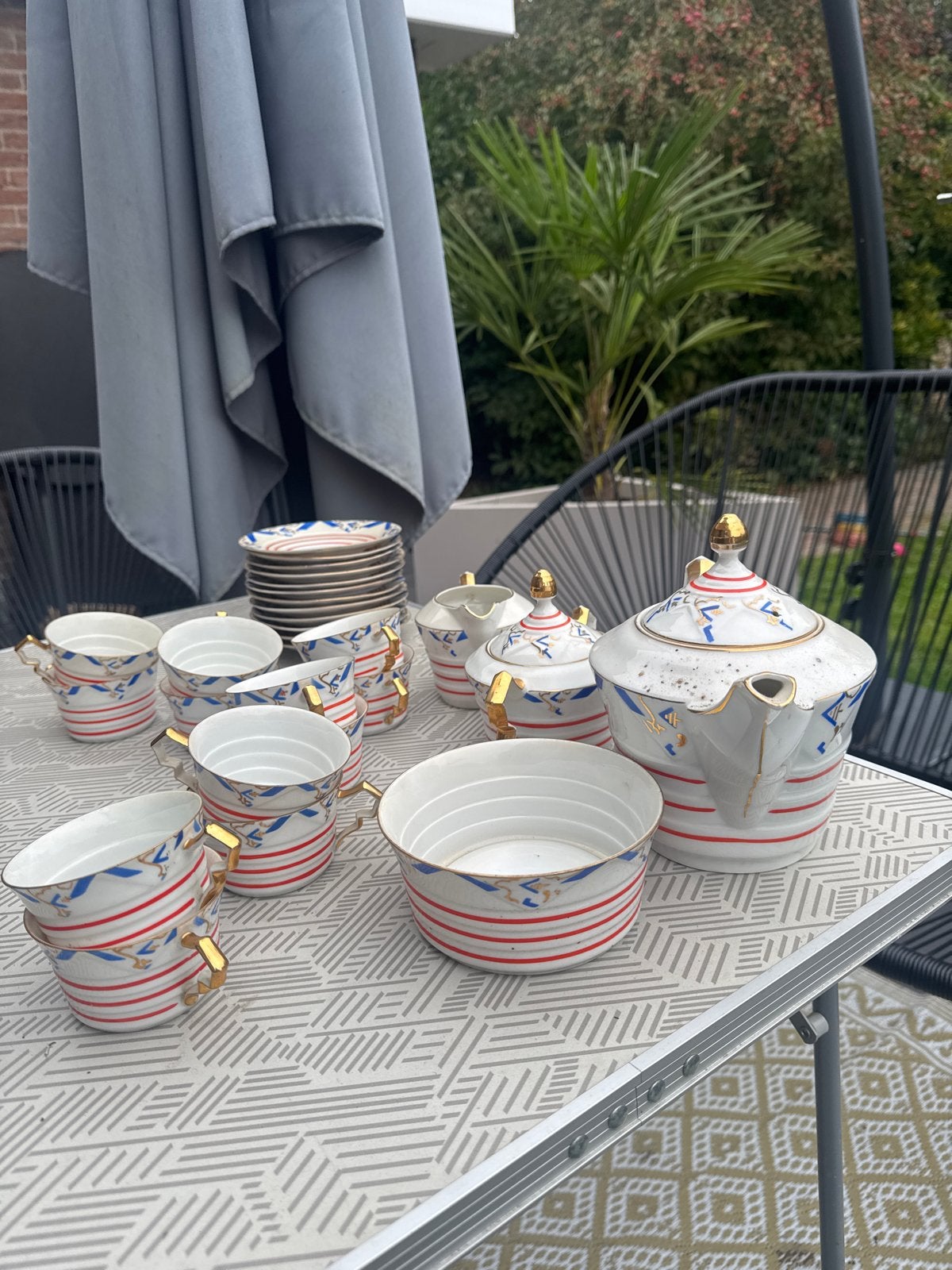 Vintage Nishiki theeservies van Fitz & Floyd (jaren '70), Antiek en Kunst, Ophalen of Verzenden