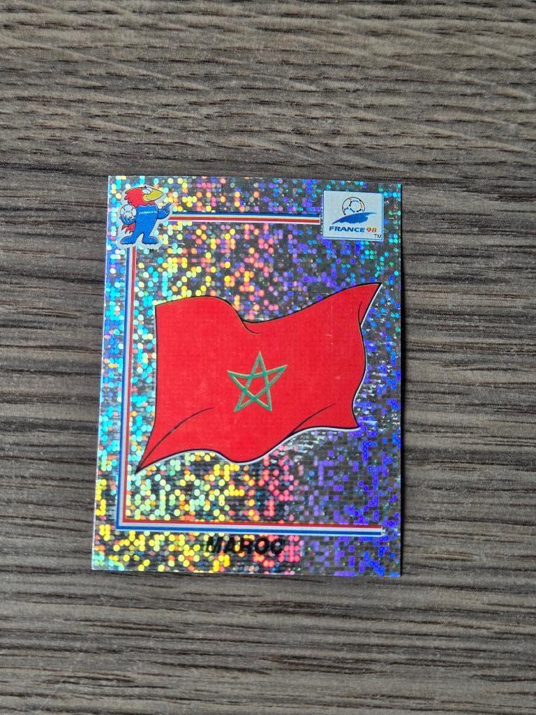 Panini World Cup Frankrijk 1998 embleem Marokko, Ophalen of Verzenden, Zo goed als nieuw, Buitenlandse clubs, Poster, Plaatje of Sticker