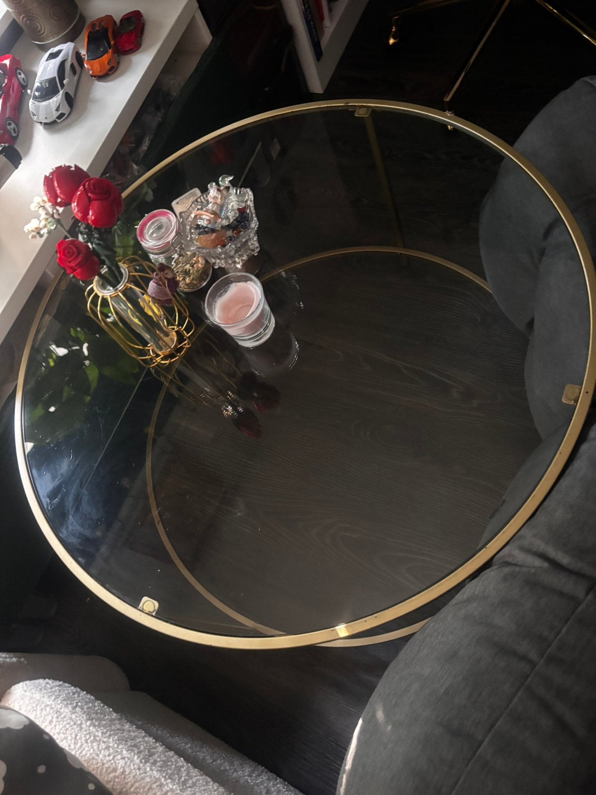 Ronde glazen tafel, Ophalen, 100 tot 150 cm, Rond, 50 tot 100 cm