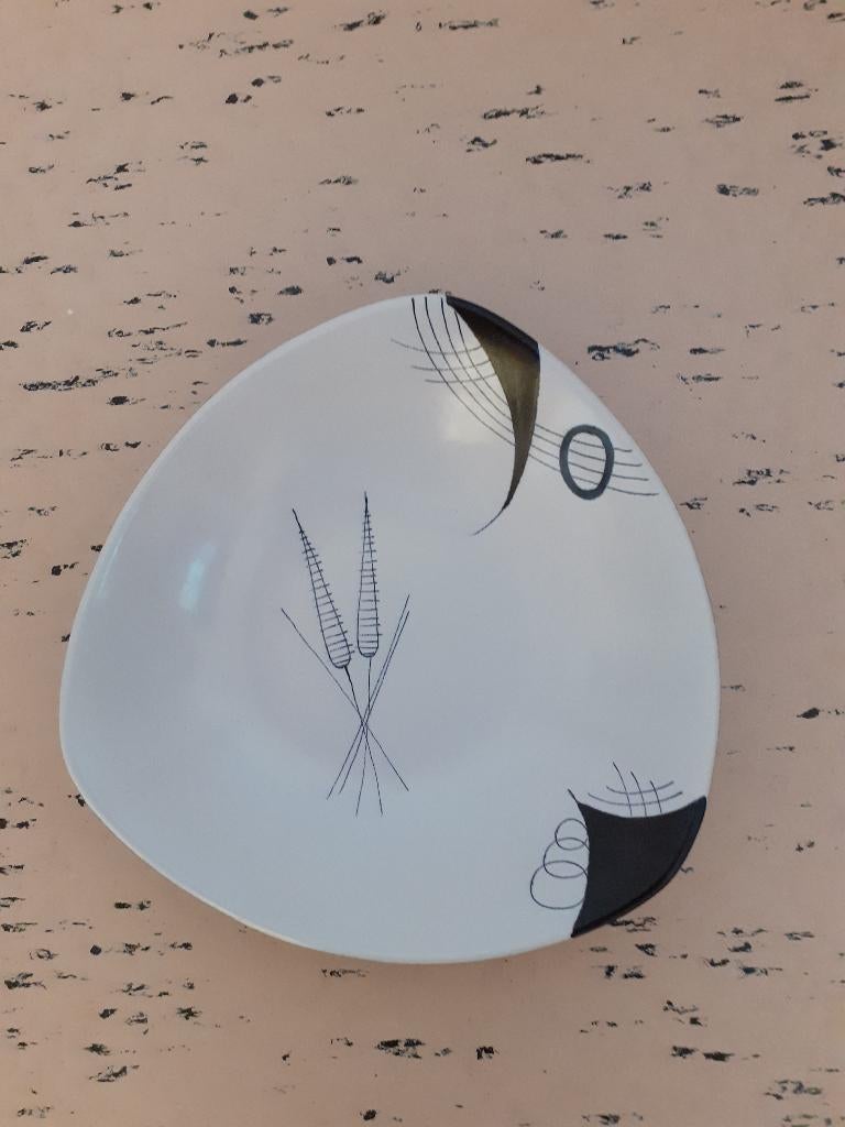 retro wit/zwarte Flora Gouda schaal Capri decor 1003, Antiek en Kunst, Ophalen of Verzenden