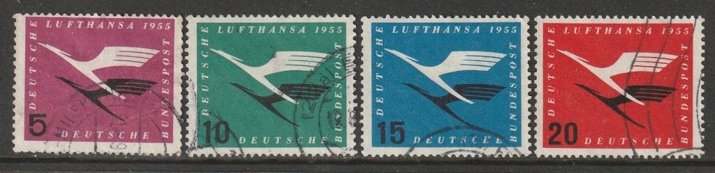 BRD 1955 205/208 Lufthansa, Gest, Ophalen of Verzenden, BRD, Gestempeld