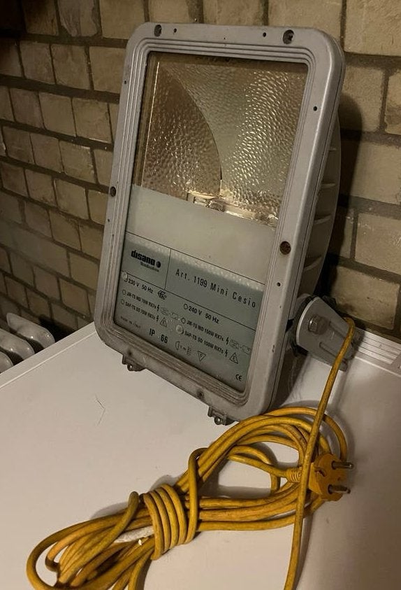 2x Disano IP 66 Halogeen bouwlamp/terreinverlichting 150W, Ophalen of Verzenden, Gebruikt