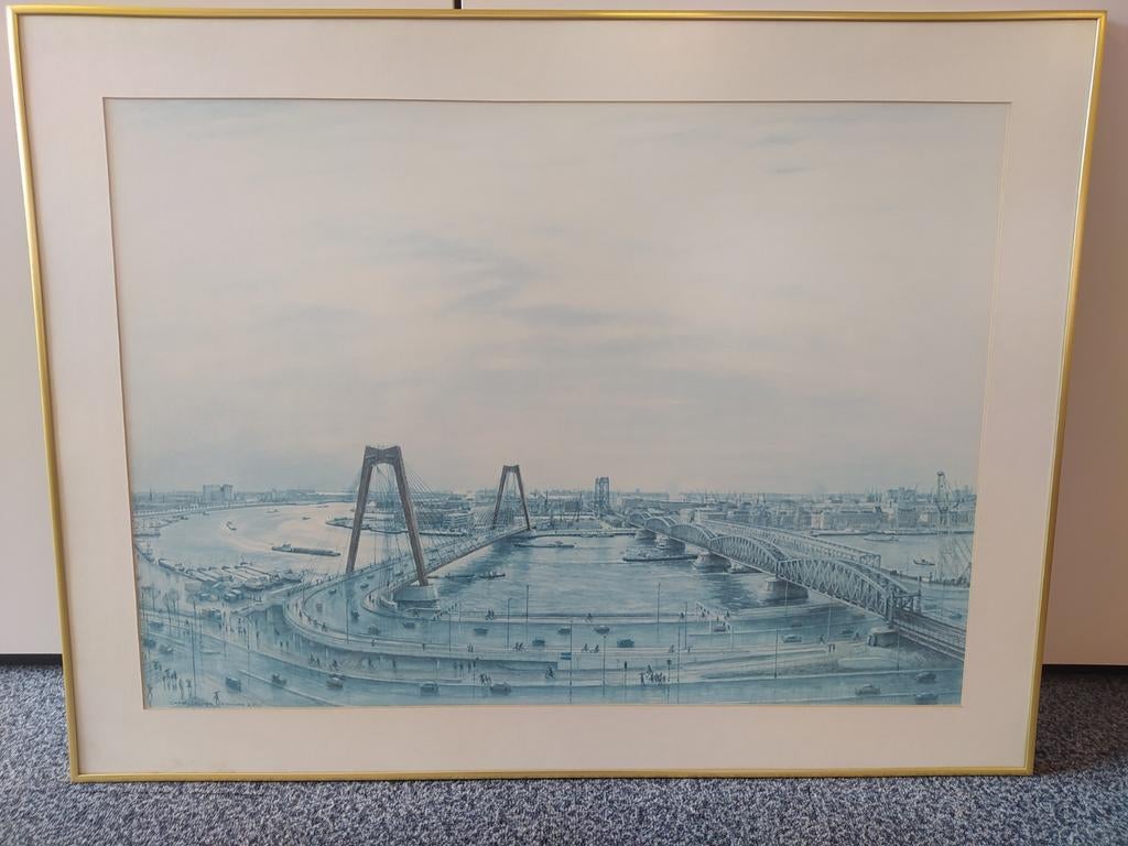 ets stadszicht Rotterdam Willemsbrug en de Hef, Ophalen of Verzenden